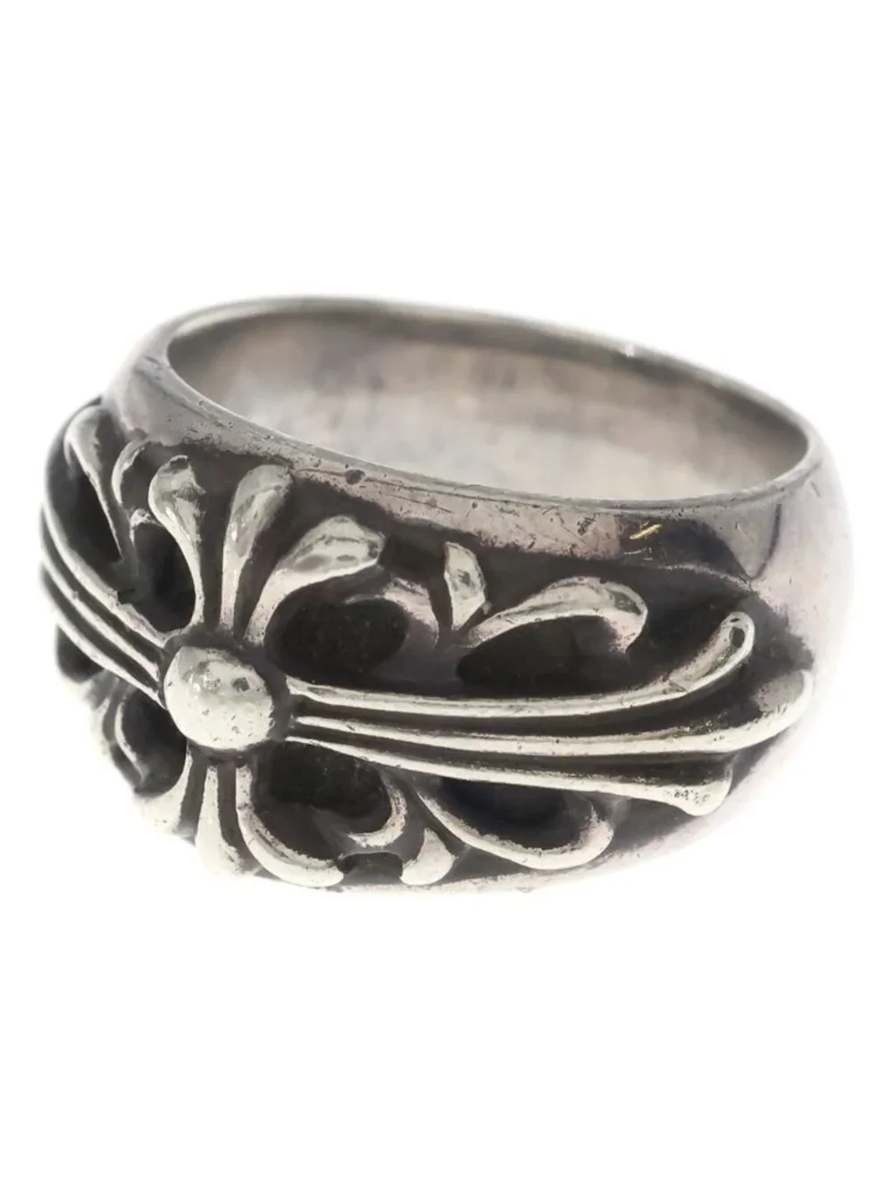 Chrome Hearts Flrl Crs Floral Cross Ring Silver